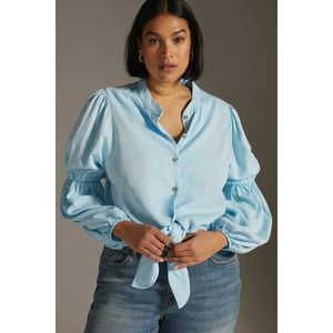 Anthropolgie Amadi Puff Sleeve Tie Blouse